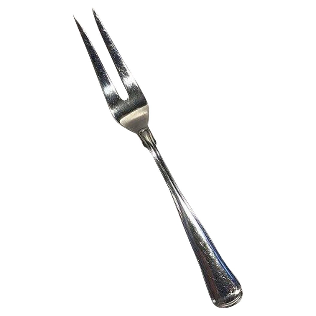 W&S Sørensen Silver Dobbeltriflet Old Danish Meat Fork For Sale