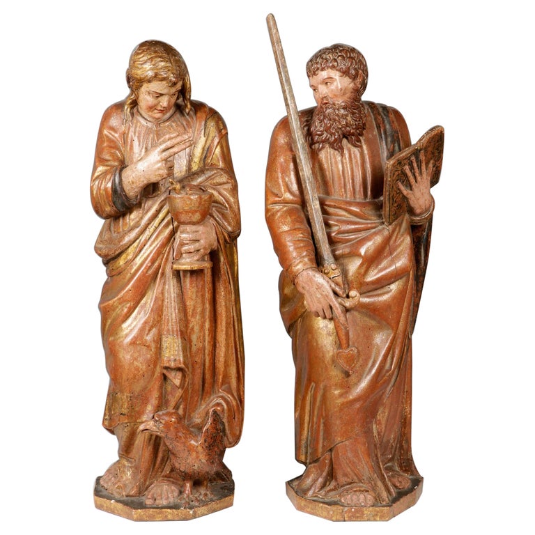 Pair of wood sculptures of saints John and Paul, 16th century, offered by Z. Sierra