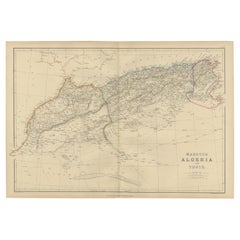 Antique Map of Morocco, Algeria and Tunisia by W. G. Blackie, 1859