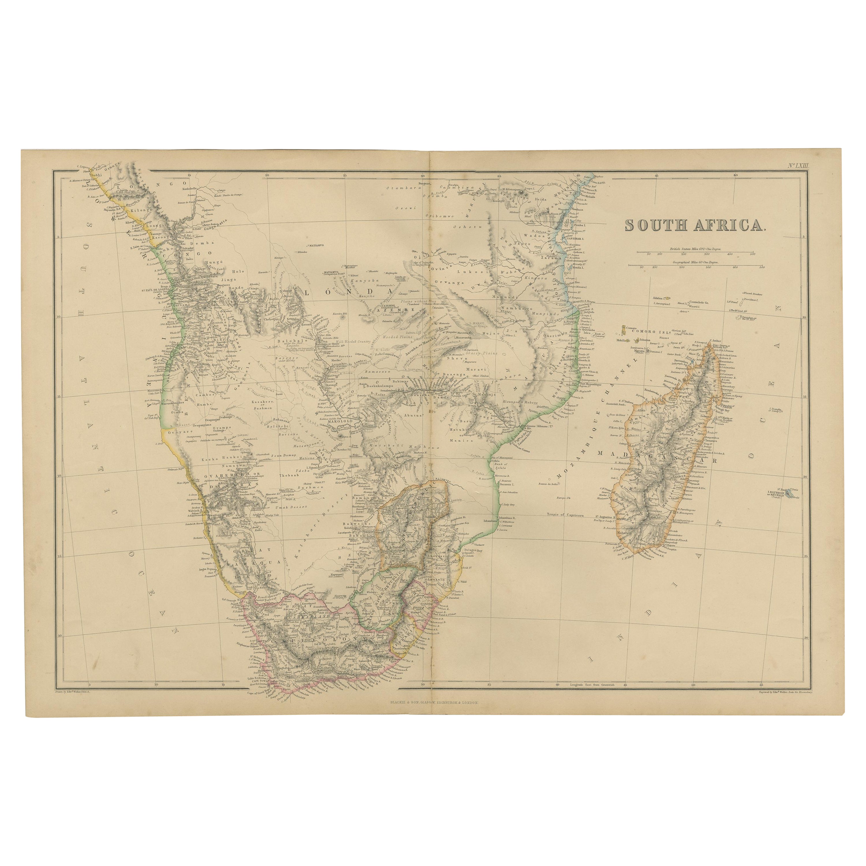 Antique Map of South Africa by W. G. Blackie, 1859