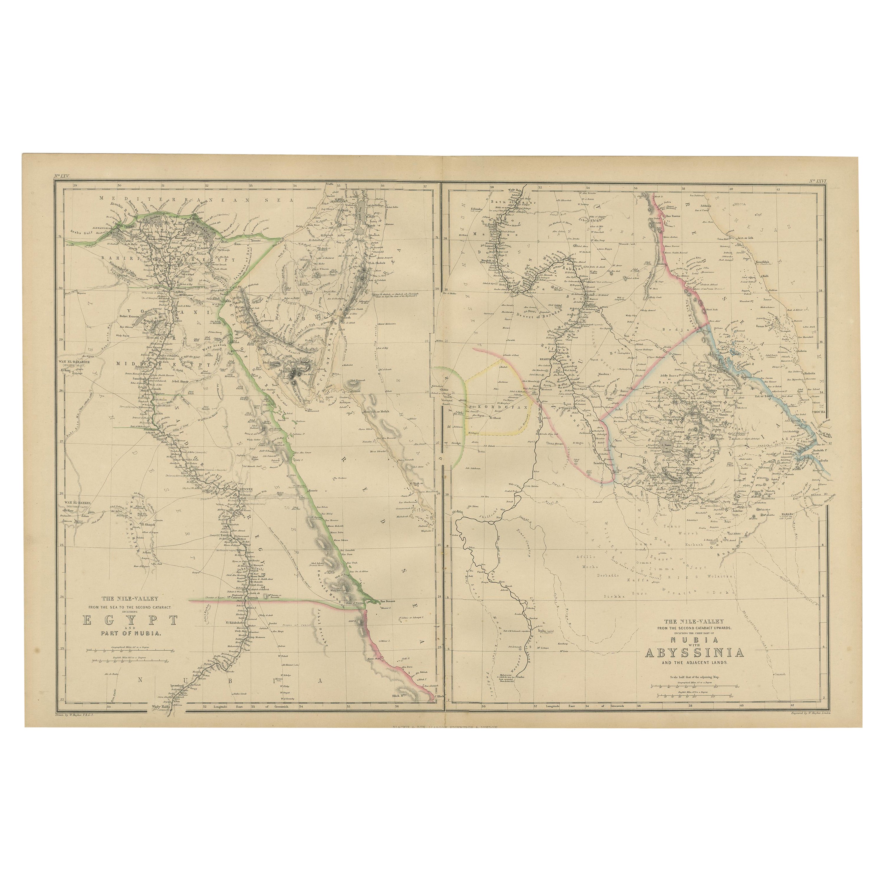 Antique Map of Egypt and Abyssinia by W. G. Blackie, 1859 For Sale