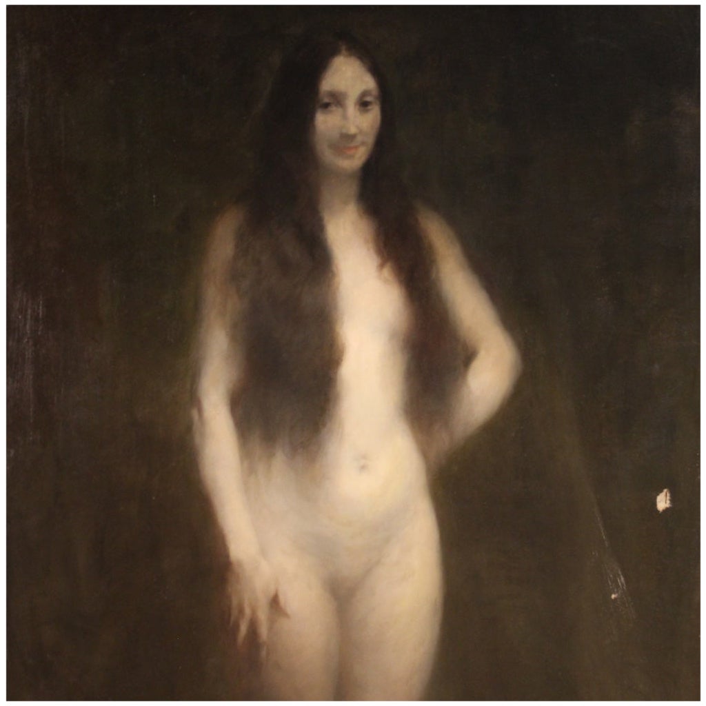 20th Century Oil on Canvas French Female Nude Signed Painting, 1924