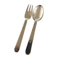F. Hingelberg Children's Spoon and Fork Set in Sterling Silver