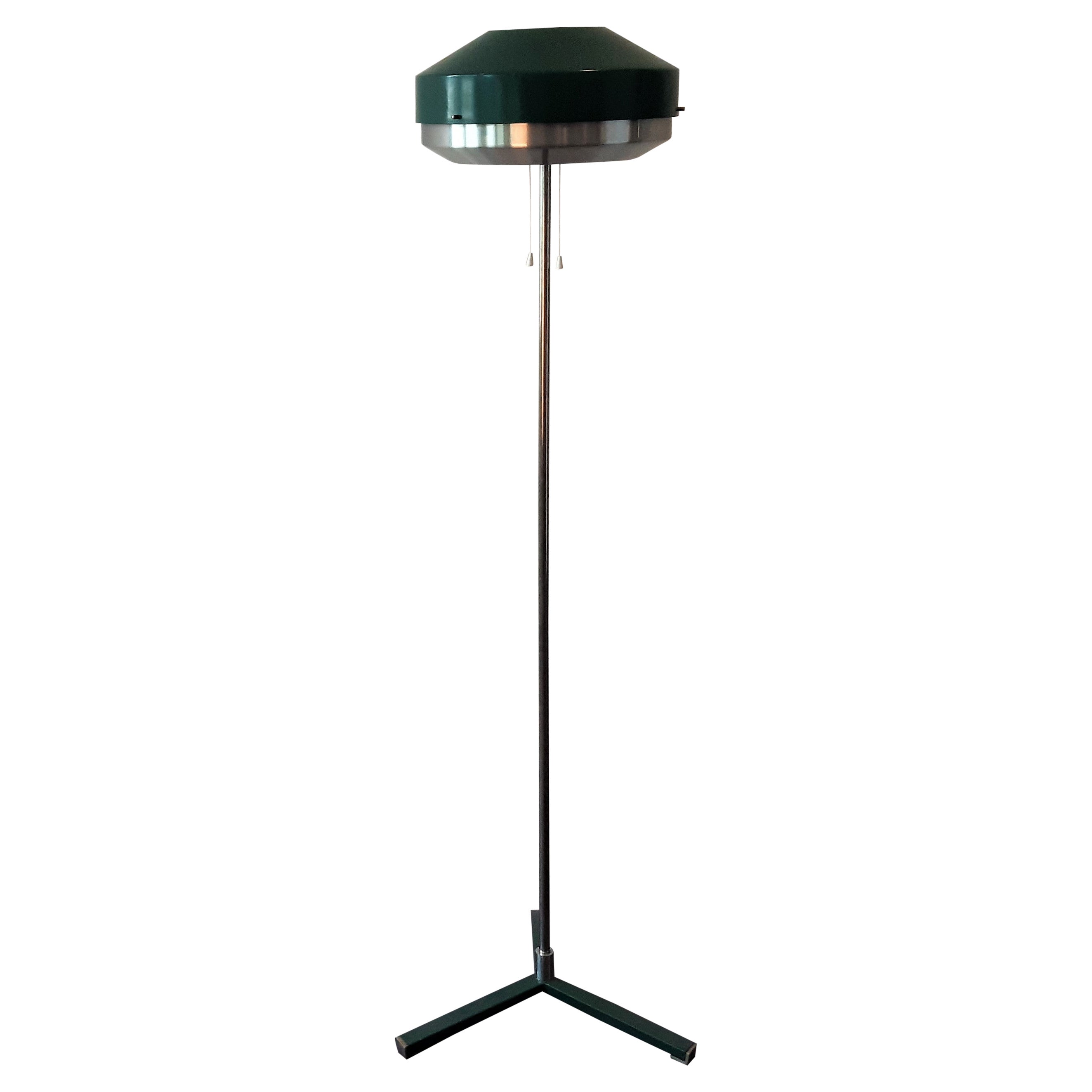 Green Metal Floor Lamp by Willem Hagoort for Hagoort Lamps, the Netherlands 1960