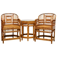 Antique Set of Brighton Pavilion Chinoiserie Chippendale Style Bamboo Chairs and Table