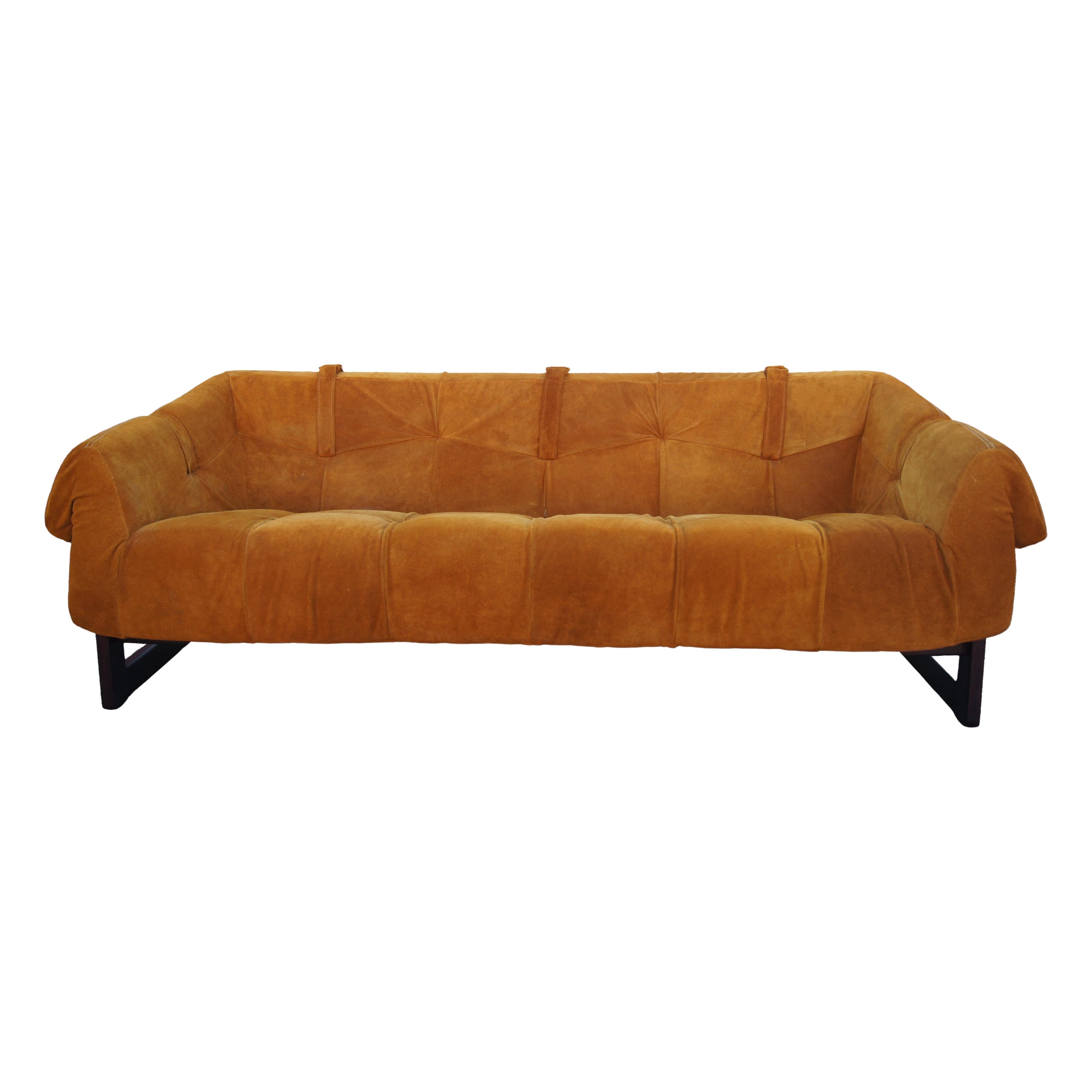 Rosewood and Suede MP-091 Sofa by Percival Lafer for Lafer MP For Sale