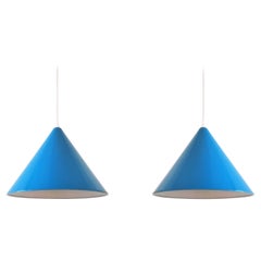 Set of 2 Blue 'Billiard' Pendant Lamps for Louis Poulsen, Denmark, 1960's