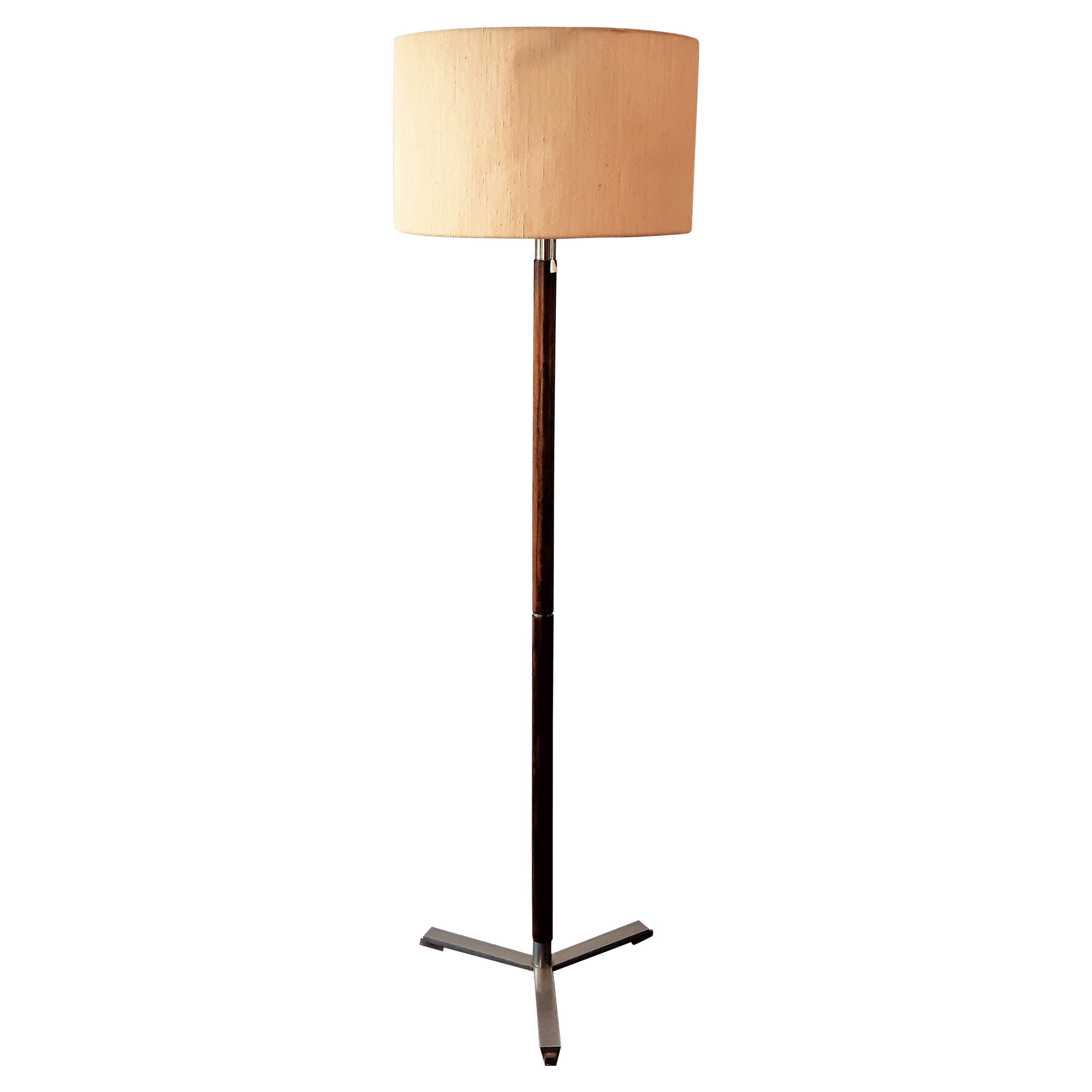 Rare Rosewood Floor Lamp by Willem Hagoort, the Netherlands, 1960's For Sale