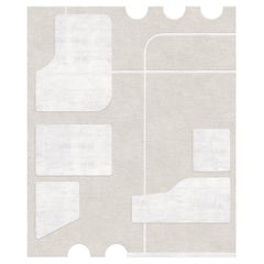 Bora Bora Morning, Bedroom Contemporary Beige Hand-Knotted Blend Silk Rug