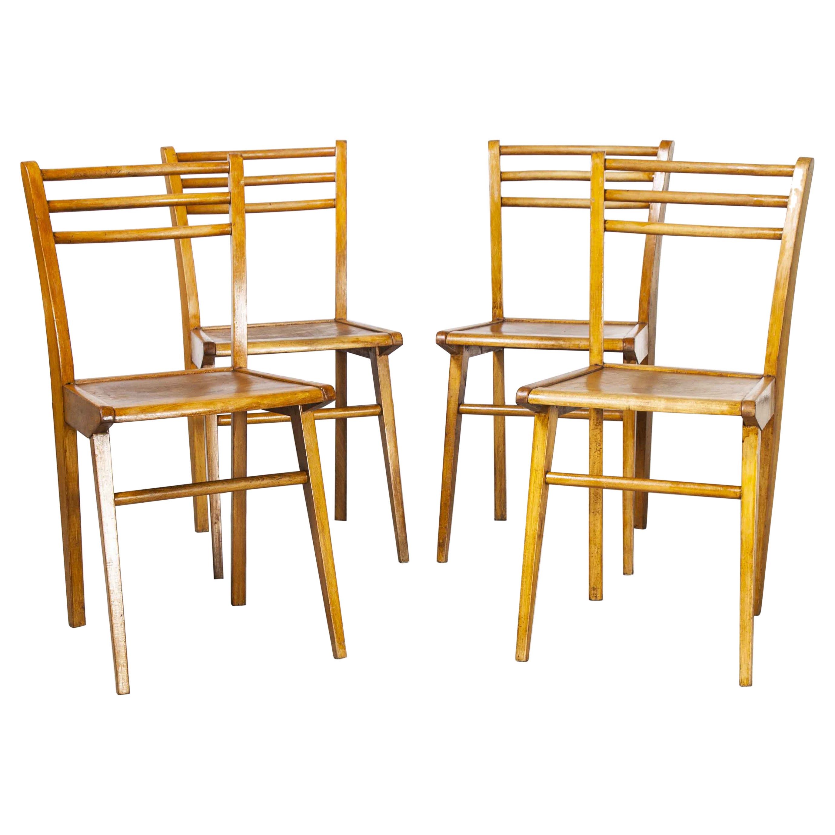1950's Elegant French Birch Dining Chairs, Set of Four