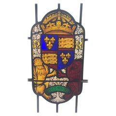 Rare English Coat of Arms Stained Glass Window