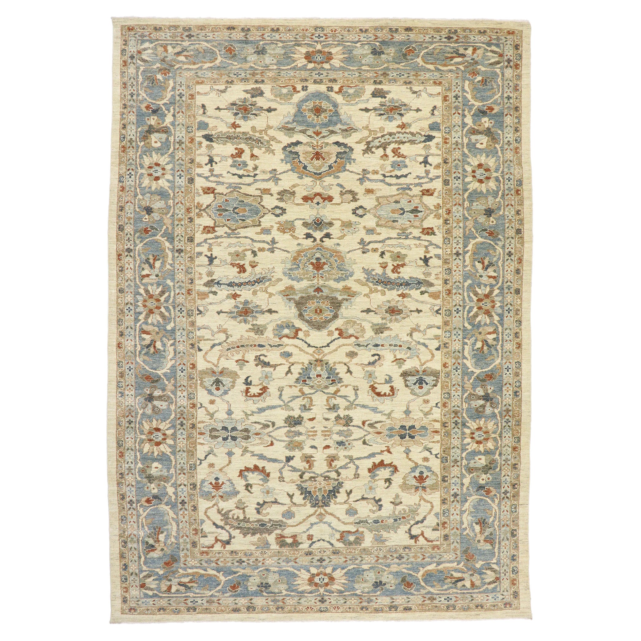 New Contemporary Persian Sultanabad Rug with Modern Transitional Style For Sale
