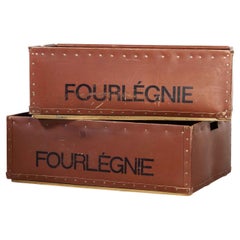 Paire de boîtes de rangement industrielles originales Suroy des années 1940