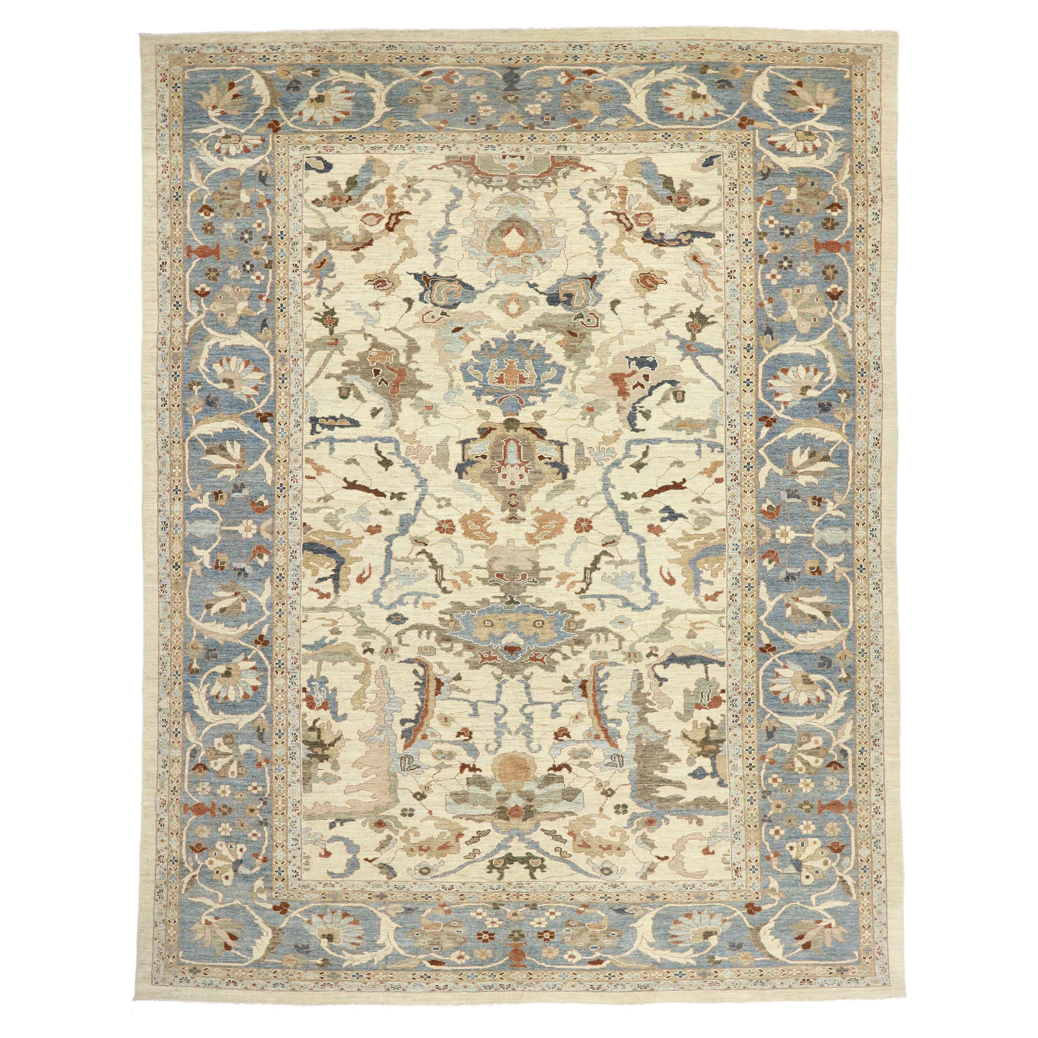 New Contemporary Persian Sultanabad Rug with Modern Transitional Style For Sale