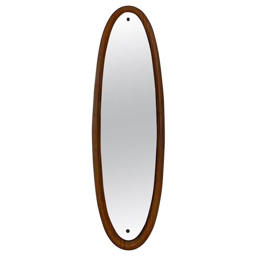 Teak Danish MidCentury Modern Large Wall Mirror, 1960s For Sale at 1stDibs