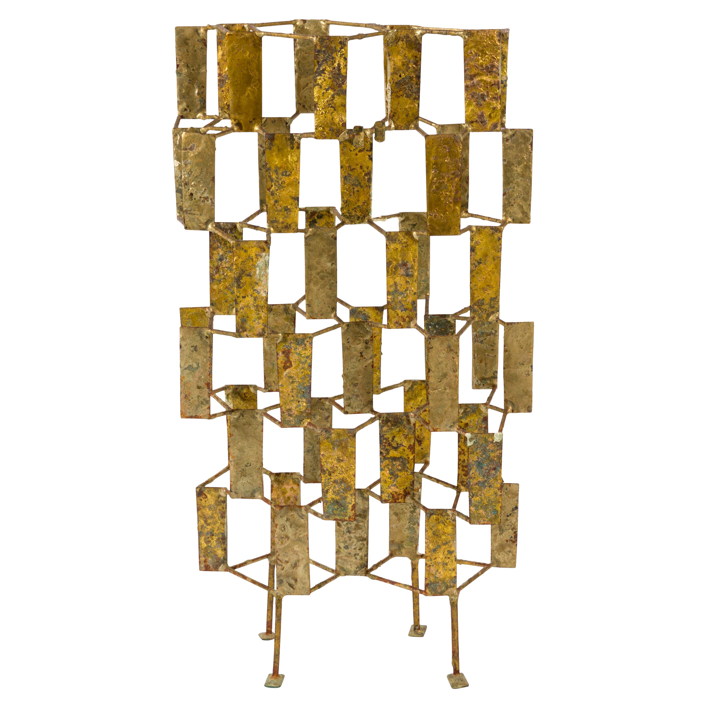 Harry Bertoia Brass Melt Coated Multi Plane Panel Sculpture, USA, 1955