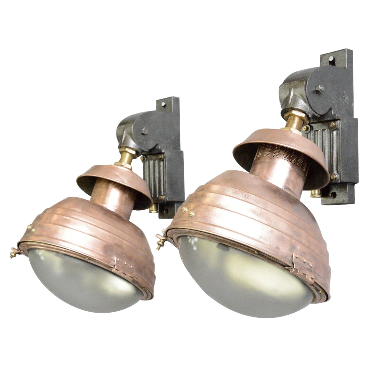 Large French Copper Wall Lights, Circa 1920s