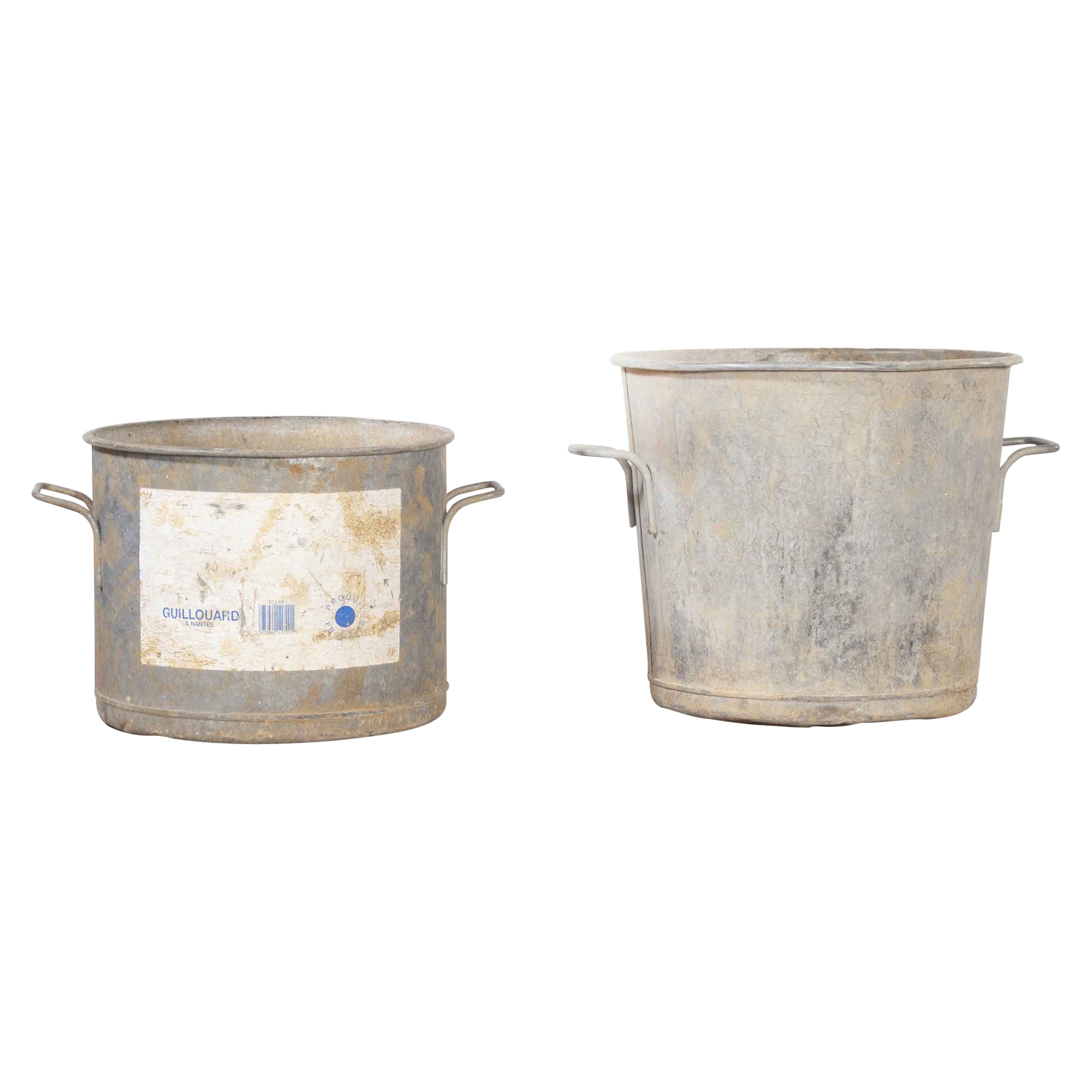 1950's Pair of French Galvanised Tubs, with Handles