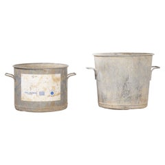 Vintage 1950's Pair of French Galvanised Tubs, with Handles