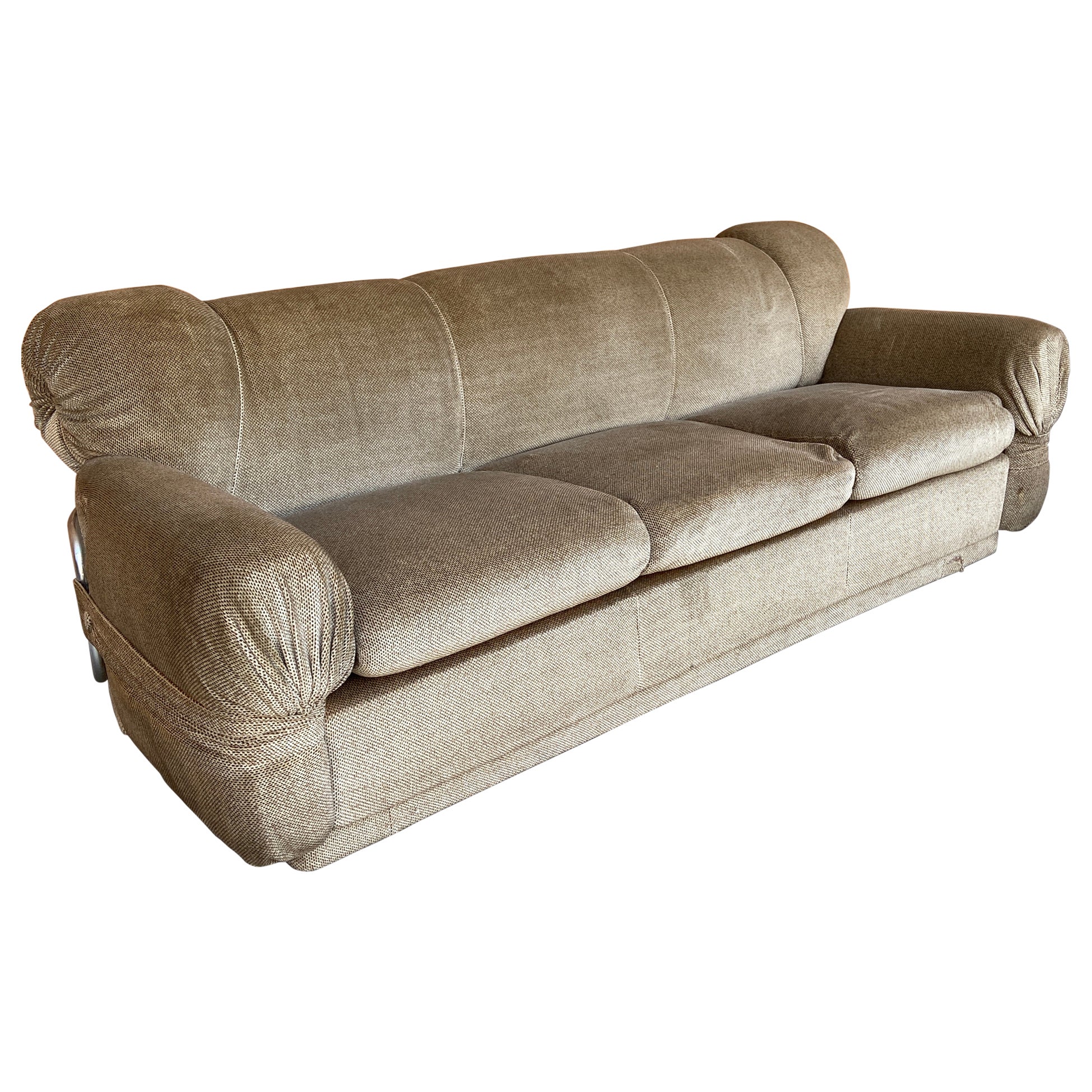 Mid-Century Modern Italian Velvet Sofa with Chrome Structure, 1970s For  Sale at 1stDibs | 1970s velvet couch