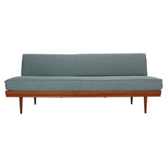 Retro Walter Knoll Teak & Newly Upholstered Daybed/ Sofa for Knoll Antimott, 1950's