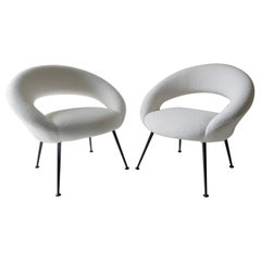 Pair of White Lounge Chairs, Germany, 1950s