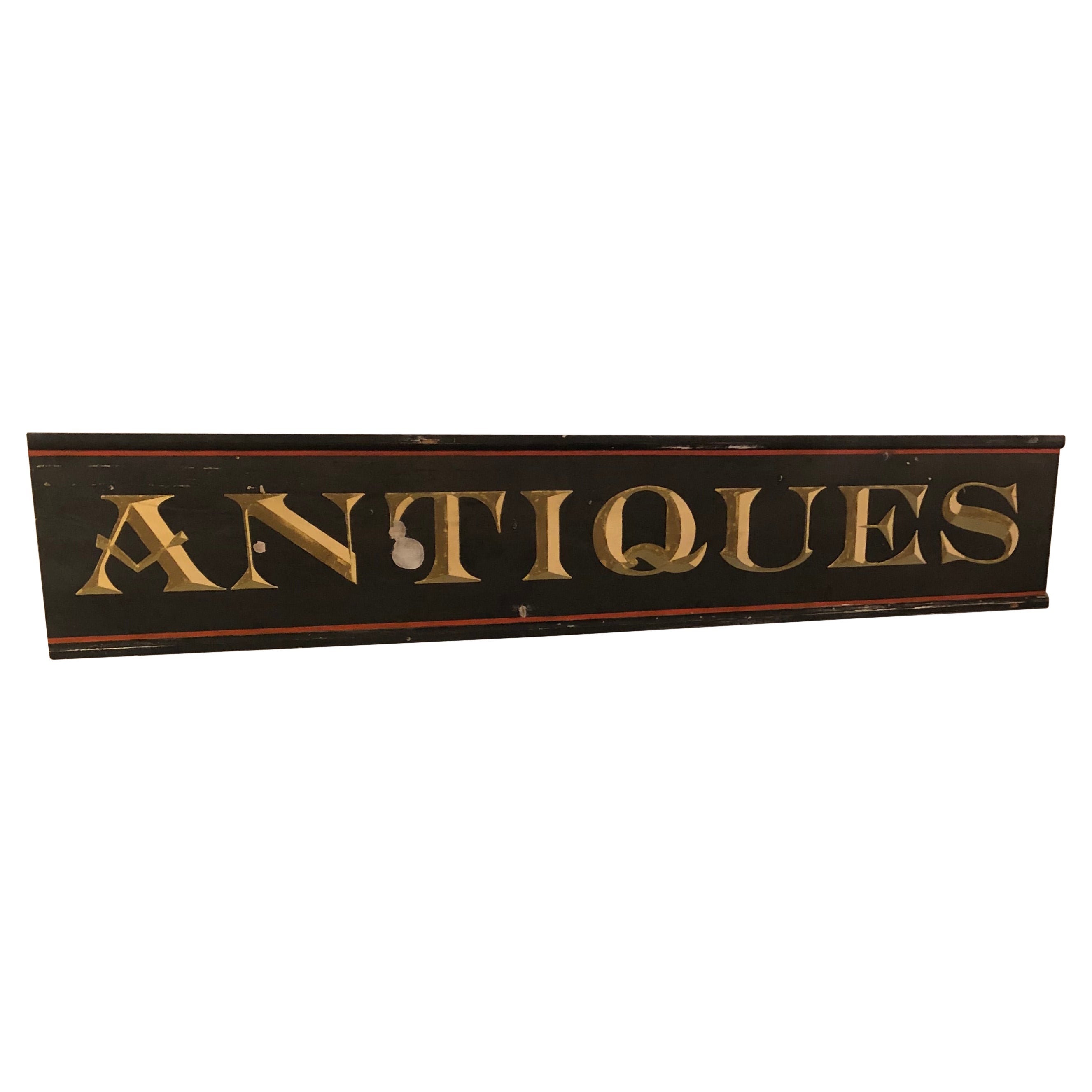 Monumental Vintage Hand Painted Antiques Sign from Old Maine Barn