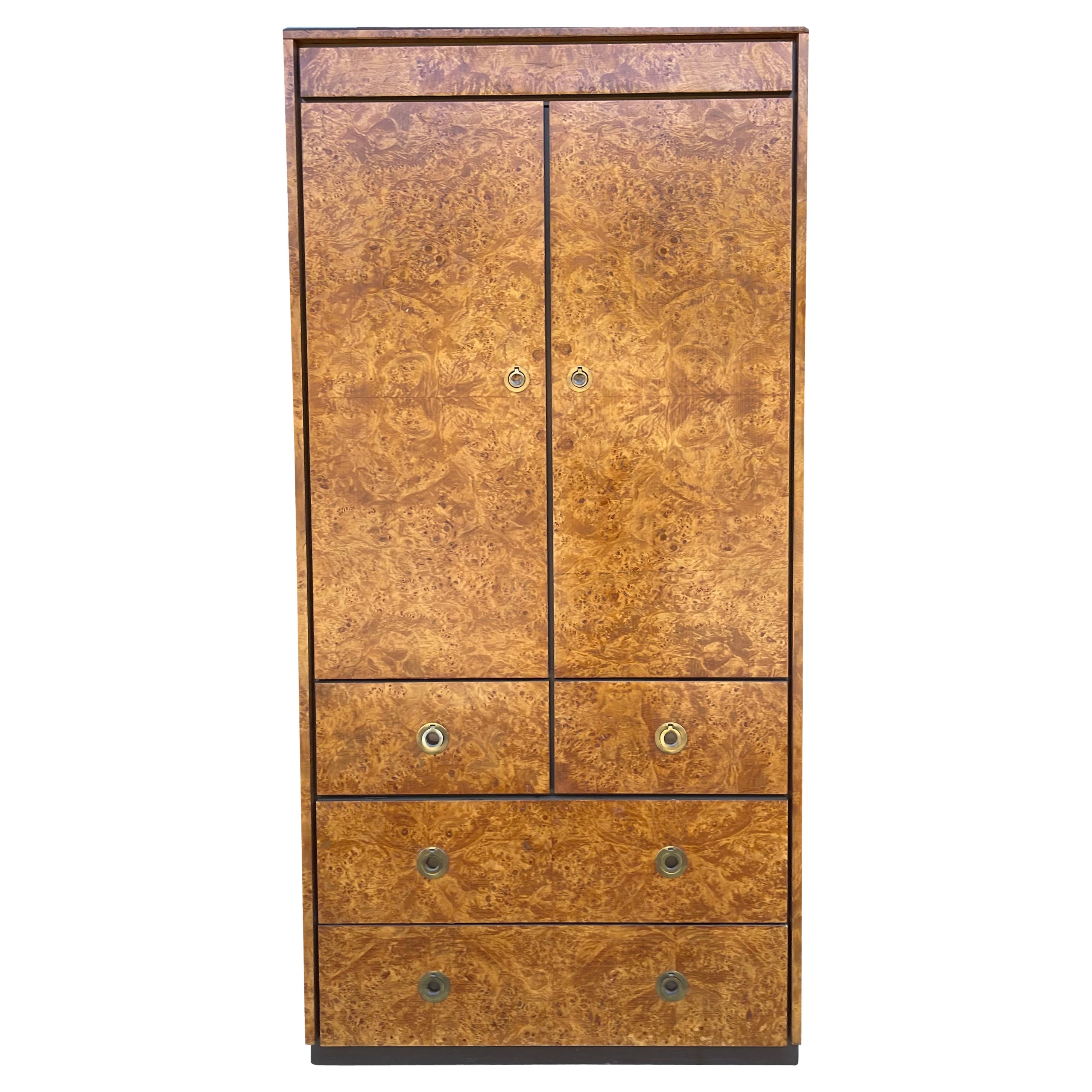 1980s Modern Burl Wood Gentleman’s Armoire by John Stuart For Sale