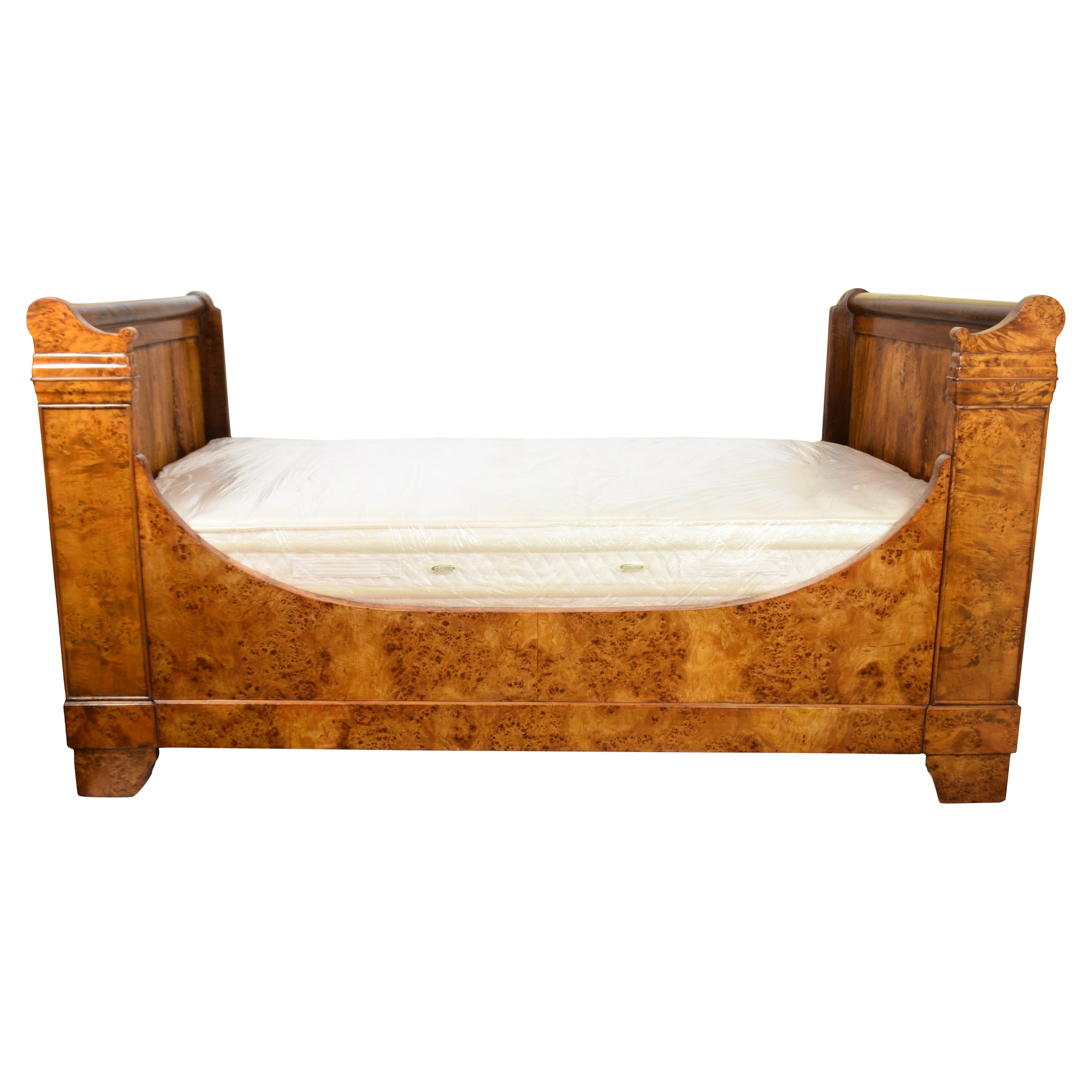19th Century Poplar Burl Bed, Poplar Bed Frame