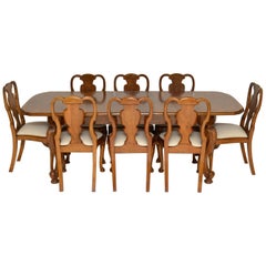 Antique Burr Walnut Dining Table & Chairs