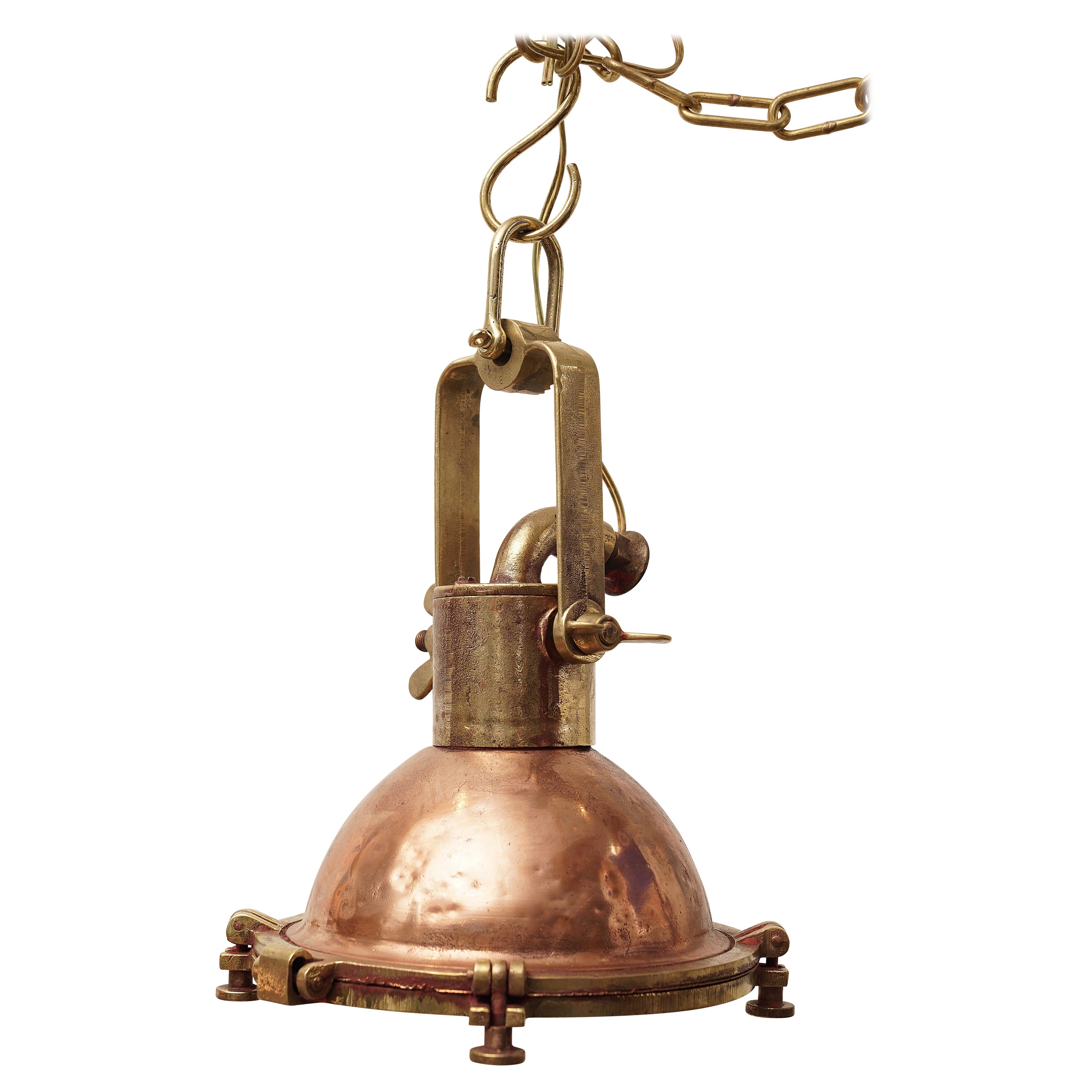Copper and Brass Ship's Deck Light Nautical Pendant
