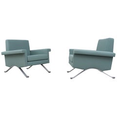 Pair of Armchairs in Grey-Green, Model '875', Ico Parisi, 1960