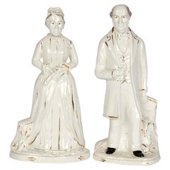 Staffordshire Mr & Mrs Gladstone Pair Political Portrait Pottery Figures