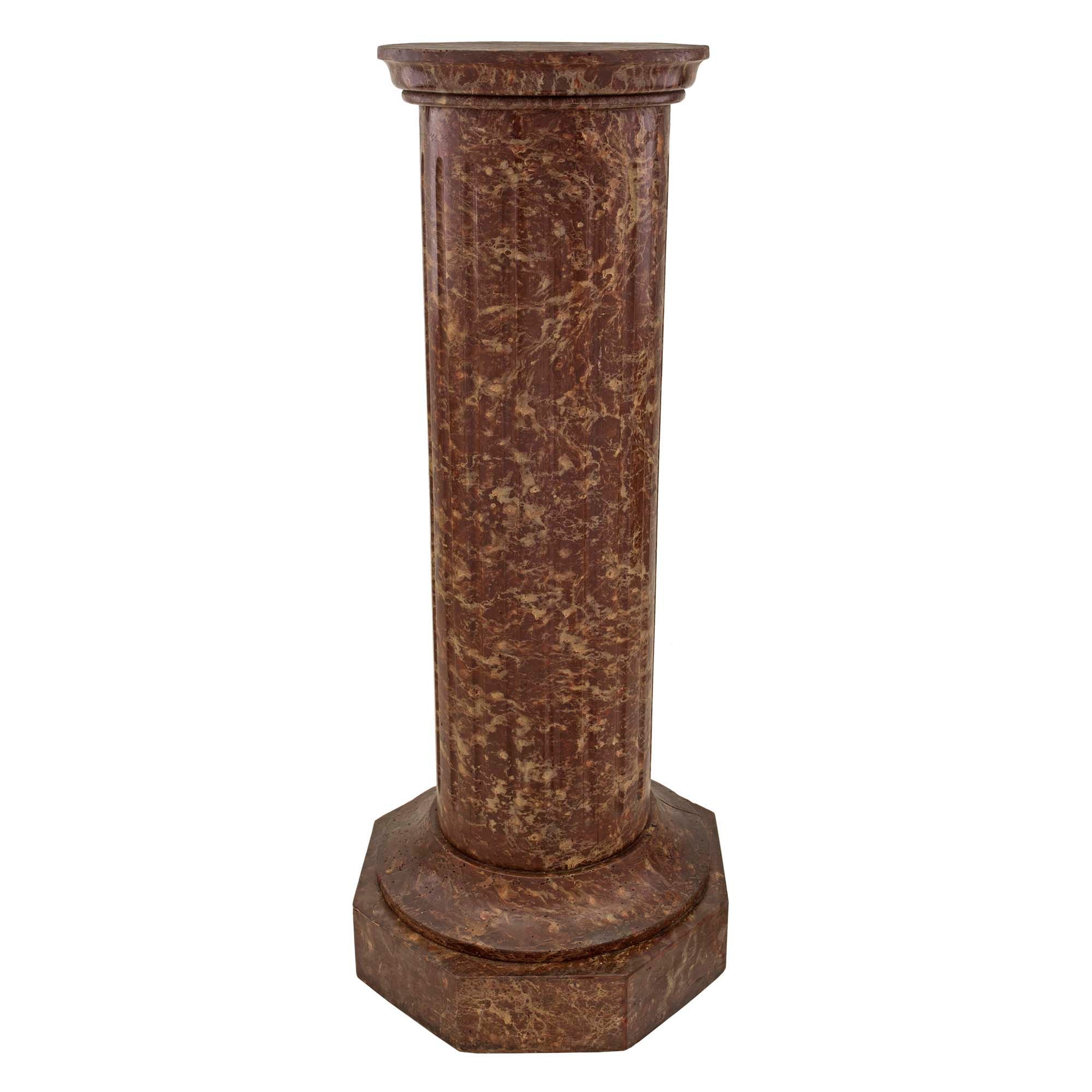  Continental 19th Century Classical Style Faux Marble Column