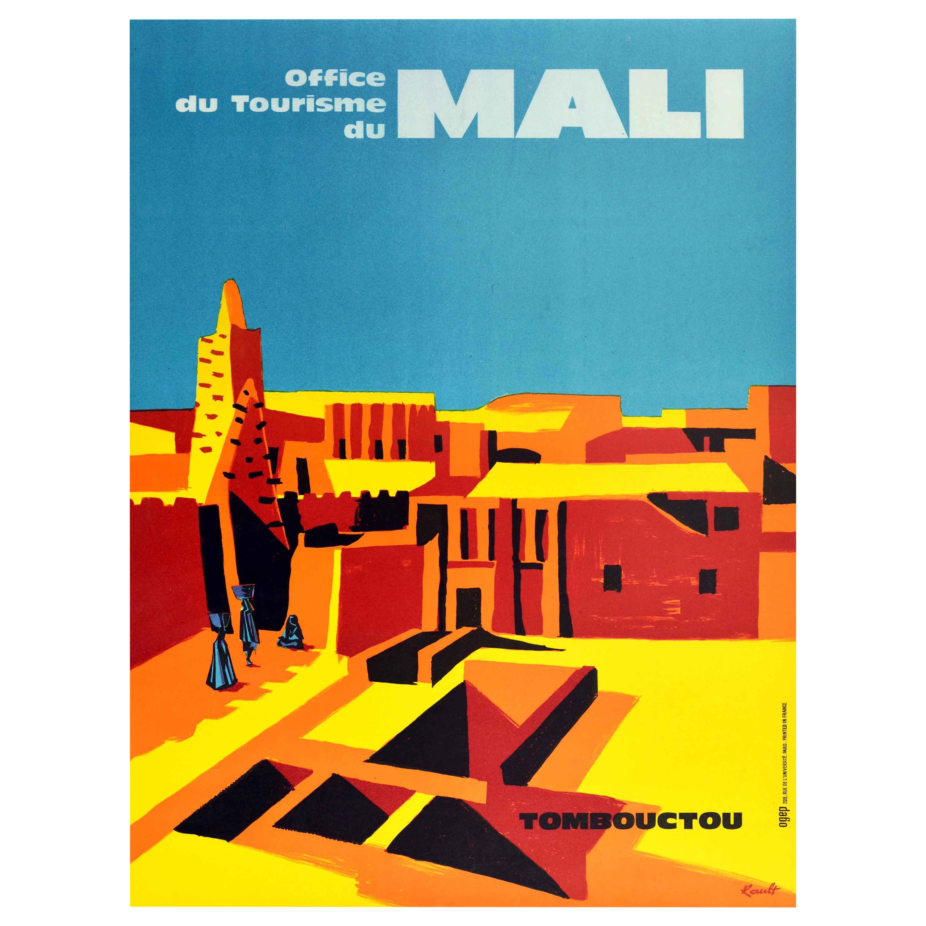 Original Vintage Travel Poster Mali Tombouctou West Africa Tourism Timbuktu City