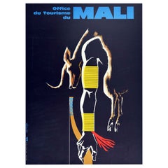 Original Vintage Travel Poster Mali West Africa Office Du Tourisme Hunter Design