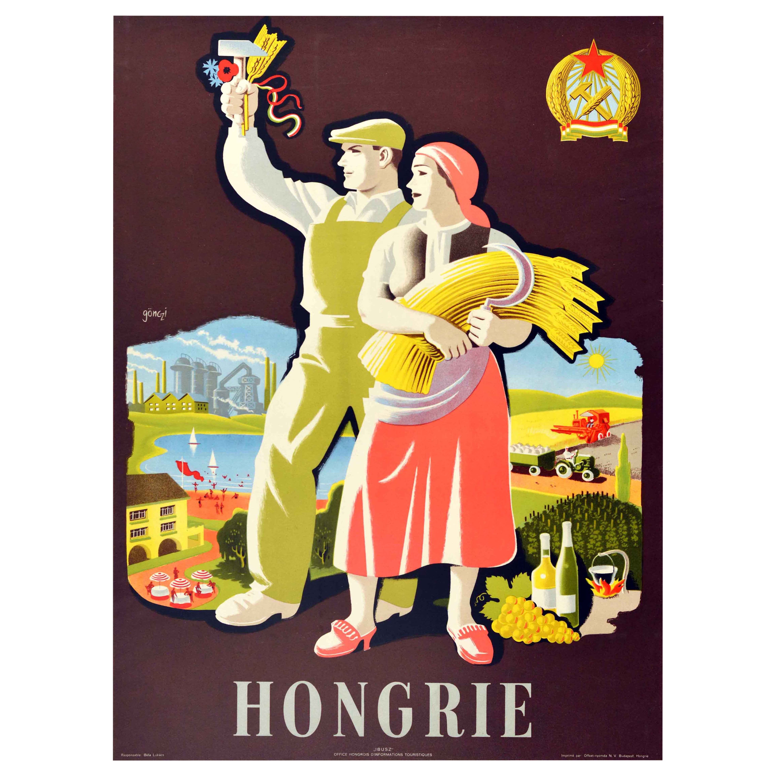 Original Vintage Travel Poster Hongrie Hungary Wine Industry Agriculture Tourism