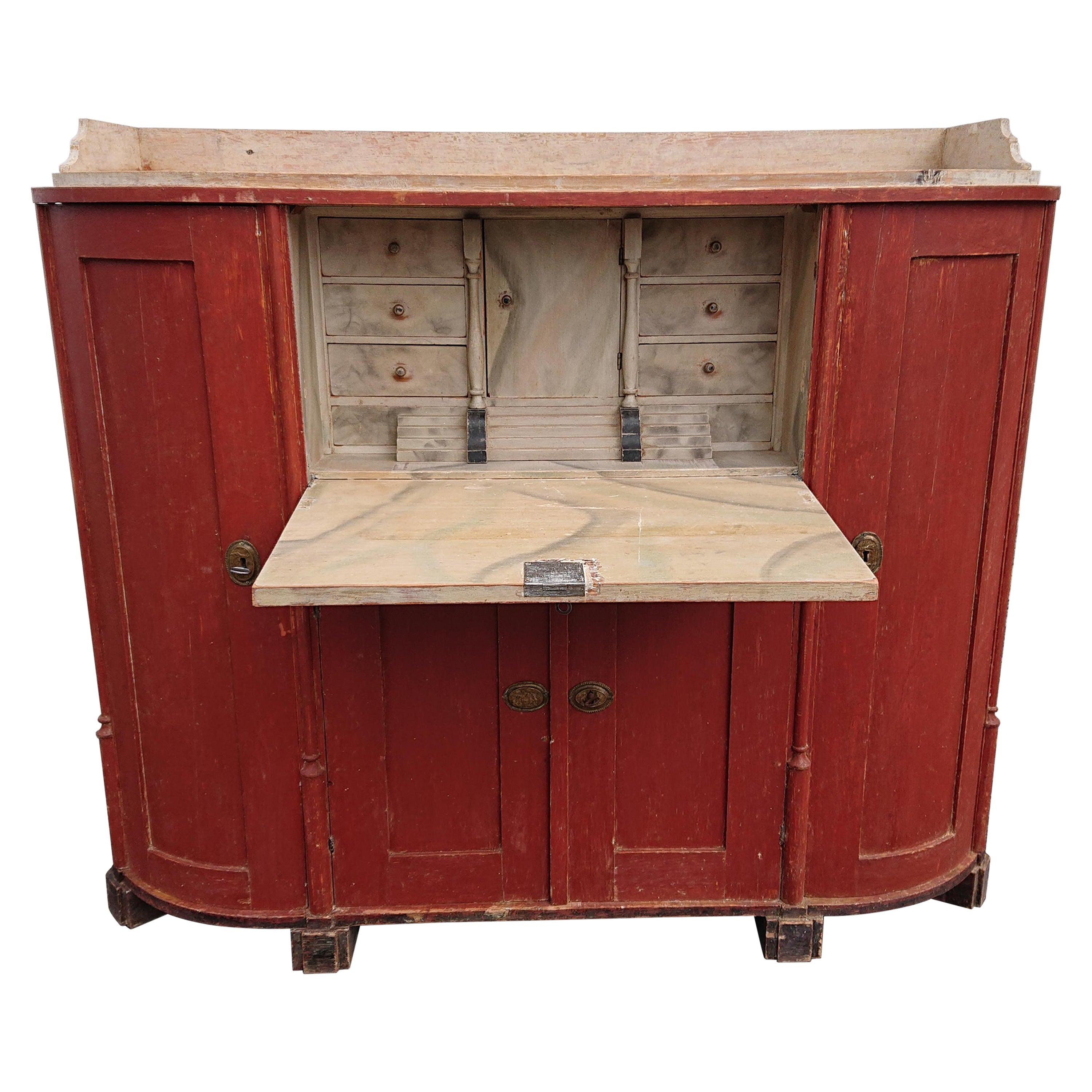 19th Century Swedish Fall Front Desk with Originalpaint For Sale