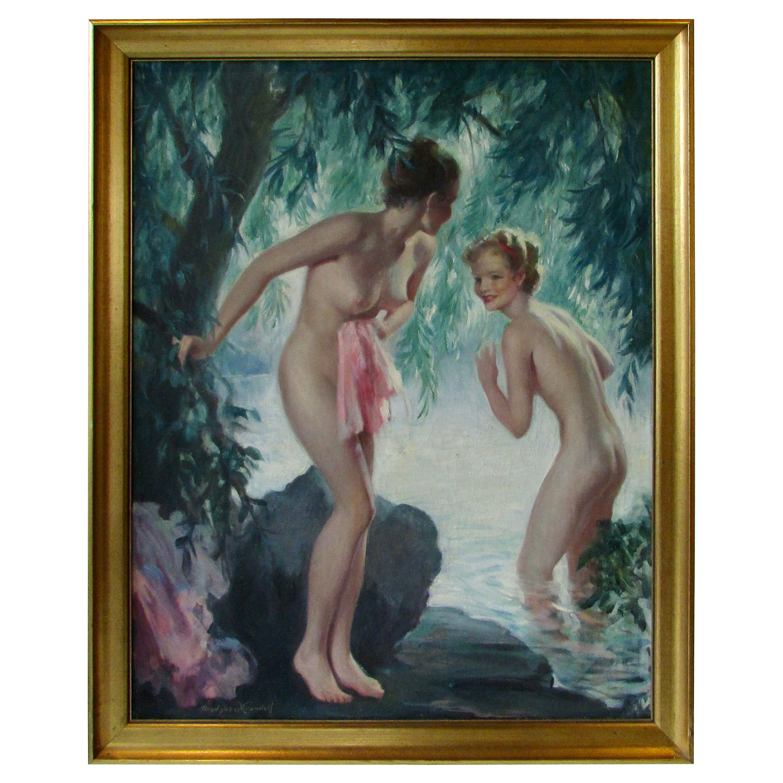 Bradshaw Crandell Original Water Nymph Illustration Art for Iodent Toothpaste For Sale