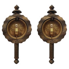 Pair of Large Coach Lanterns Wall Lights Flush Mounts, 19th