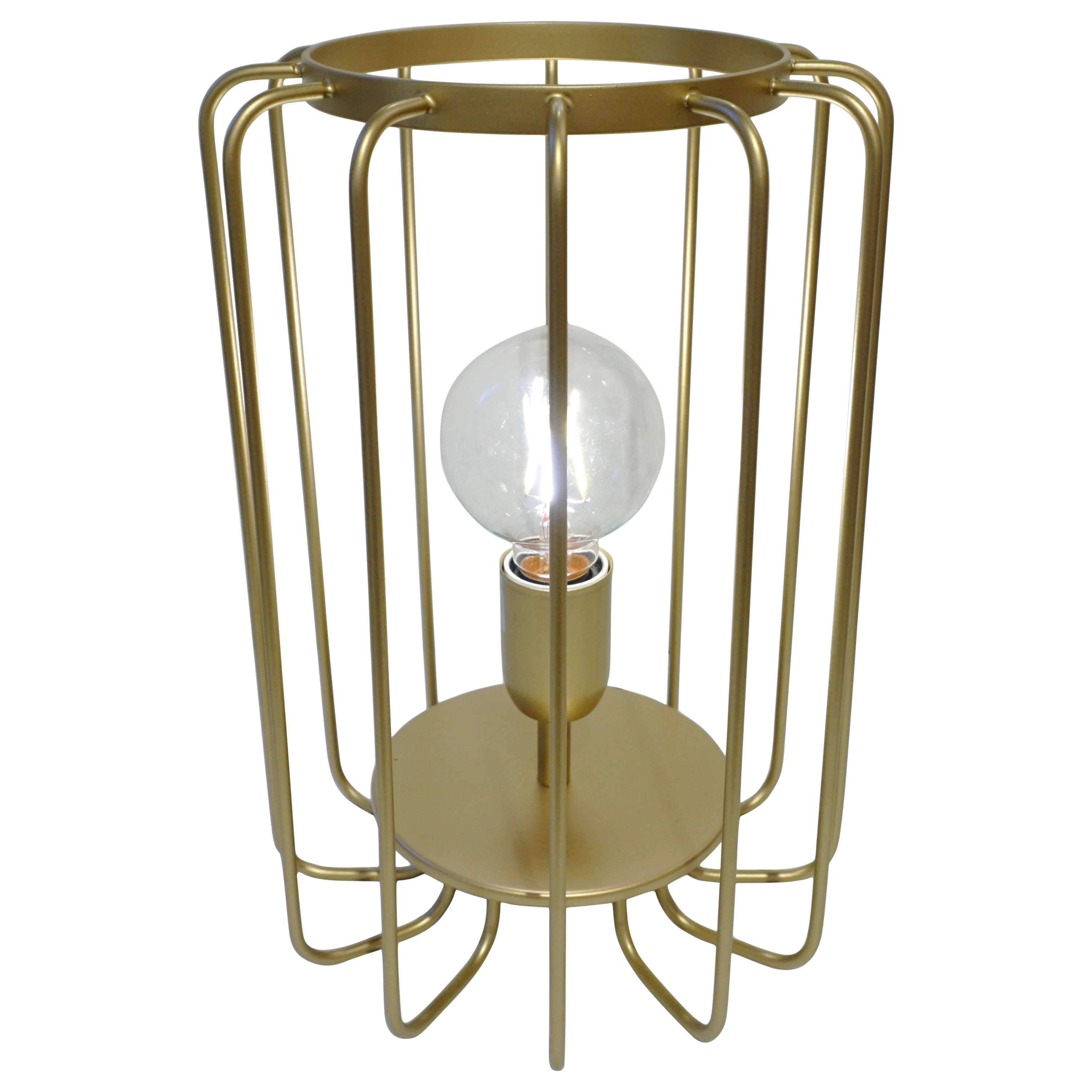 Cosulich Interiors Minimalist Italian Futurist Gold Brass Steel Open Table Lamp