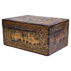 19th Century Chinoiserie Antique Humidor Jewelry Box