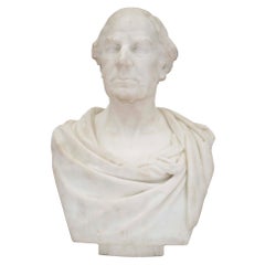 English 19th Century White Carrara Marble Bust by Sir William Hamo Thornycroft