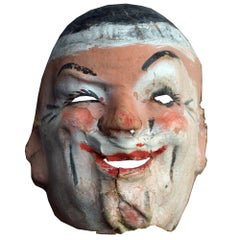 Retro Mid 20th Century 5 French Papier Mache Theatre Masks