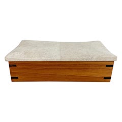 Wood Box with White Shagreen Lid