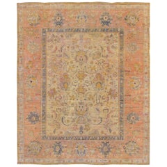 Antique Late 19th Century Handwoven Oushak Rug