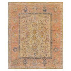 Antique Wool Late 19th Century Handwoven Oushak Rug