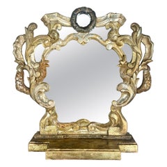 Vintage Italian Painted & Parcel Gilt Vanity Mirror, C. 1930's