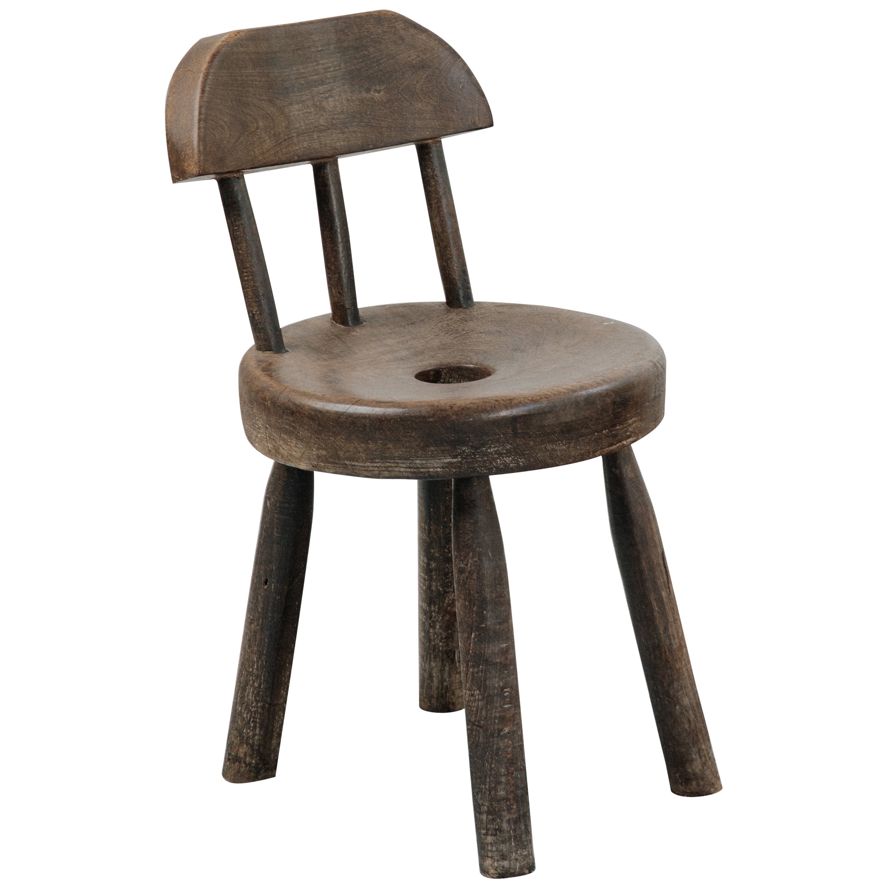 Rustic 19th Stool Made of Solid Wood For Sale