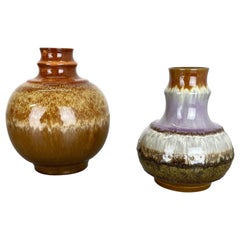 Ensemble de 2 vases en céramique de lave grasse de Strehla Ceramic, GDR Allemagne, 1970